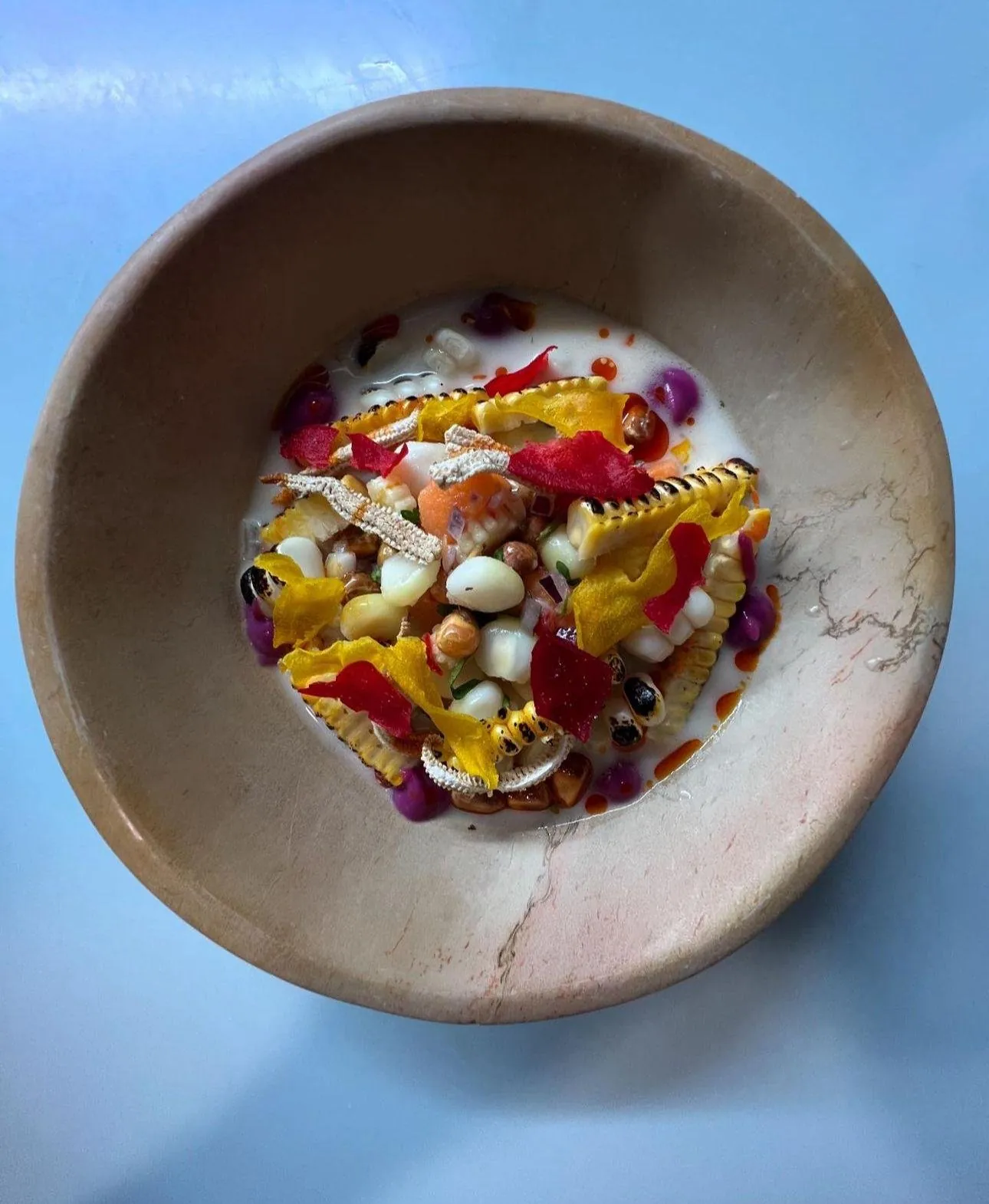 Blossom bowl with edible flowers
